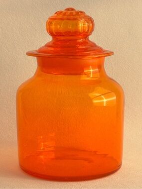 Vintage Orange Japanese Takahashi Glass Apothecary Jar